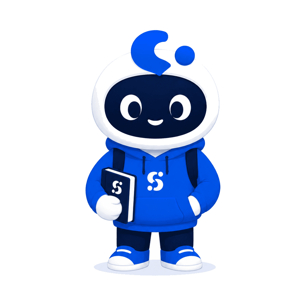 Mascot StudyDate membawa buku